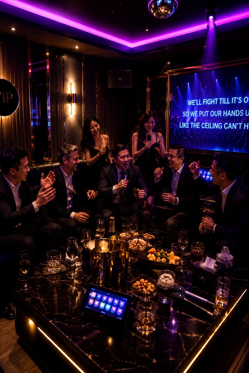Business guests enjoying a private VIP karaoke evening in Da Nang