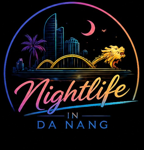 Nightlife in Da Nang logo featuring the Dragon Bridge and city skyline